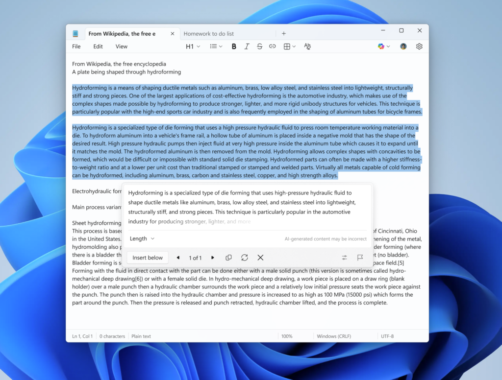 AI-powered text editor Windows 11