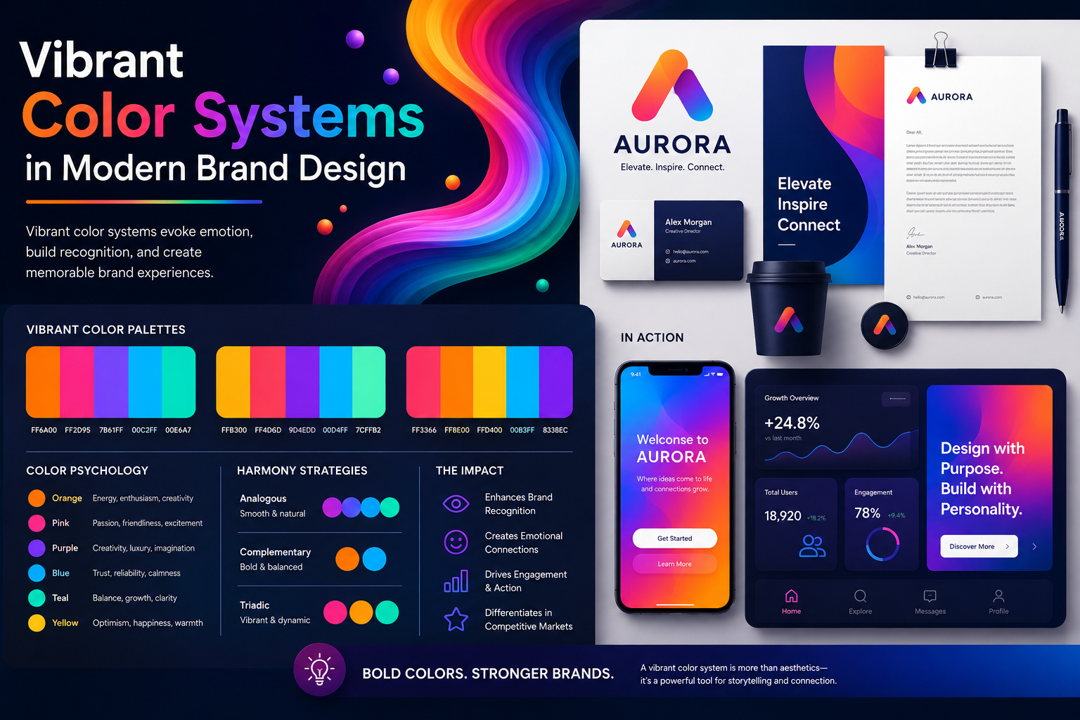 Vibrant Color Systems, Modern Brand Design, Brand Identity, Color Psychology, Visual Branding, Digital Design Trends, Creative Branding, UI UX Design, Graphic Design Trends, Brand Color Strategy